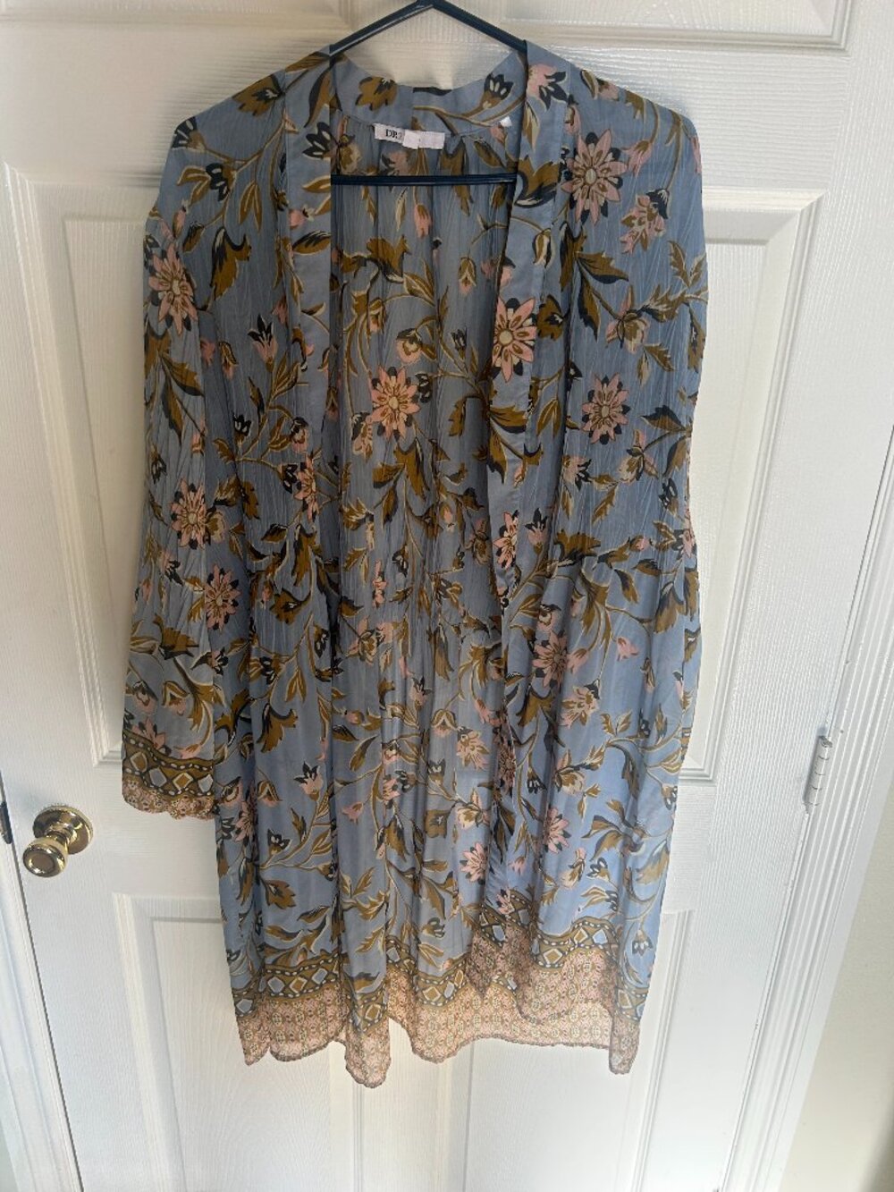DR2 Daniel Rainn Light Blue Floral Kimono Cardigan